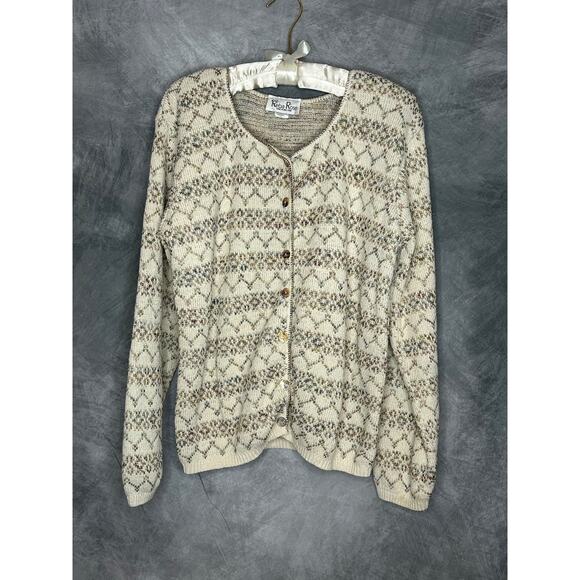 Reba Rose Sweaters - VTG Reba Rose Sweater Cardigan Women Med Cottage Core Minimalist Quiet Luxury